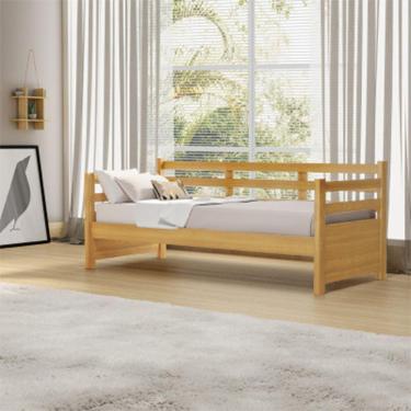 Imagem de Sofá Cama Vintage Enjoy Mona Em Madeira Rústica Imbuia Acompanha Nicho