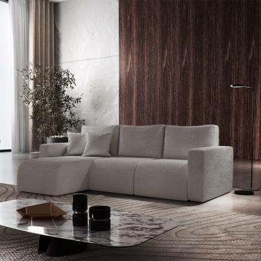 Imagem de Sofá Living 90cm + 90cm Mais Chaise Esquerdo Meu Sofá Online A230 Linho Cinza