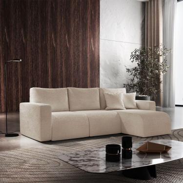 Imagem de Sofá Living 70cm + 70cm Com Chaise Direito Meu Sofá Online A294 Linho Creme