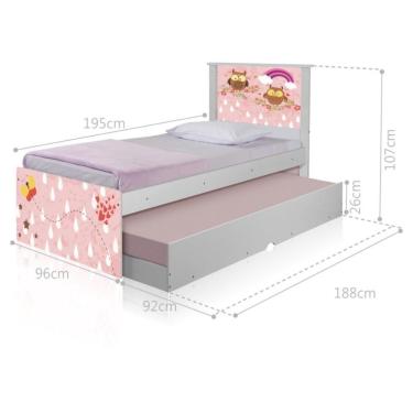 Imagem de Bicama Juvenil Adesivada Corujinhas E Borboleta Com Colchões