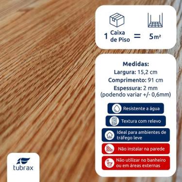 Imagem de Piso Vinílico Autocolante Amadeirado Régua 5M² Cor Angelim - Tubrax