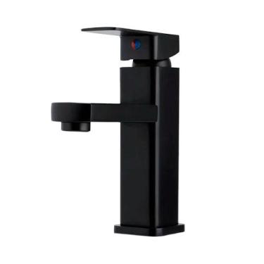 Imagem de Torneira Monocomando Misturador Banheiro Lavabo Preta Baixa Madeira Pi