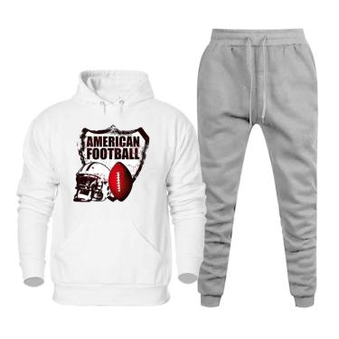 Imagem de Conjunto Abrigo Moletom Flanelado Plus Size Canguru Com Capuz Calça Flanelada Tamanho Especial