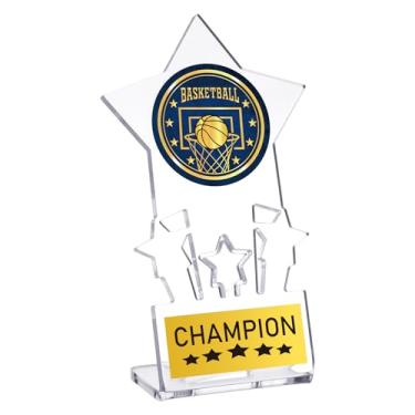 Imagem de Kathfly Troféu Campeão de Basquete Acrílico Transparente Prêmio de Troféu de Estrela de Acrílico de 5,9 polegadas para Prêmio de Equipe Esportiva de Competição Presente
