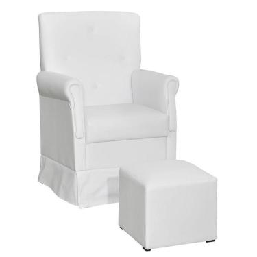 Imagem de Poltrona De Amamentação Suzi Com Balanço E Puff Corino Branco - Phoenix Baby Corino Branco