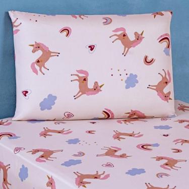 Imagem de Jogo De Cama Lençol Bouti Infantil Kids Solteiro 02 Peças - Unicórnio