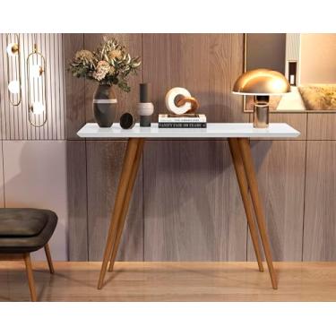 Imagem de Aparador Decoração Hall de Entrada Bancada Sala Estar Buffet Jantar Armário Balcão Cozinha Cantinho do Café Multiuso Escrivaninha Notebook Retrô Pés Palito Classic - Branco