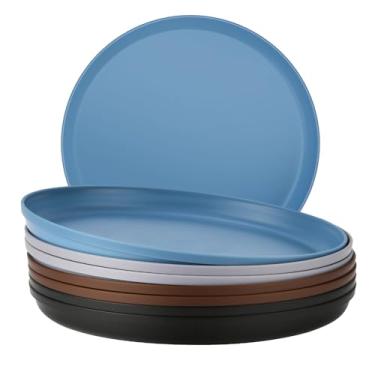 Imagem de Conjunto de 8 pratos de jantar inquebráveis (7,1 polegadas) para uso em acampamento e trailer - plástico PP 100% seguro para micro-ondas - leve, livre de BPA, lavável na lava-louças - perfeito para