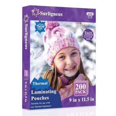 Imagem de Folhas de laminação 8,5 x 11, 200 unidades de bolsas de laminação térmica 3 mil, folhas laminadoras de papel plástico de laminação térmica transparente, serve para papel tamanho carta 22,6 cm × 29 cm