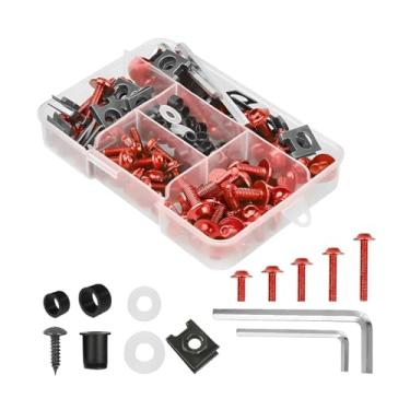 Imagem de Sandfren Kit de parafusos de carenagem de motocicleta, 177 peças M5 M6 parafusos de para-brisa de motocicleta de alumínio com chave inglesa, parafusos de arruela de fixação de para-brisa, conjunto de