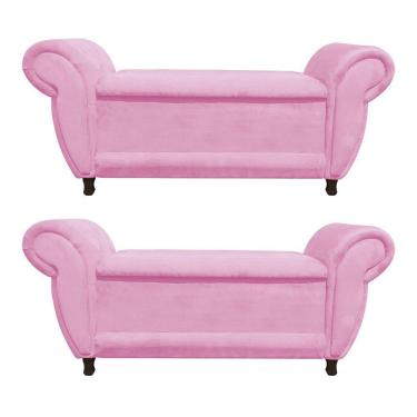 Imagem de Kit 02 Recamier Baú Itália Namoradeira Calçadeira Suede