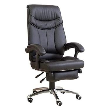 Imagem de Cadeira ergonômica cadeira giratória computador cadeira de escritório assento estofado PU cadeira de escritório cadeira de escritório encosto de cabeça cadeira de jogo (cor: preto)