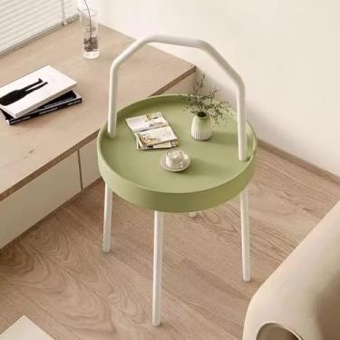 Imagem de Mesa lateral redonda, mesa de cabeceira para quarto de 40 cm, mesa lateral de café pequena para pequenos espaços, escritório doméstico/verde (verde)