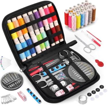 Imagem de Kit de costura 86 peças acessórios de costura portáteis com agulhas de linha, tesouras, faculdade, dormitório, essencial
