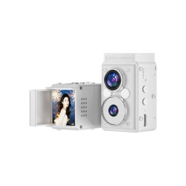 Imagem de Andoer Câmera digital retrô S11, câmera CCD de lente dupla, estilo TLR portátil, apontar e fotografar, compacto, pequeno, 6 filtros para iniciantes, adolescentes, adultos, preto, branco