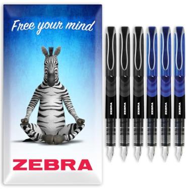 Imagem de Caneta Zebra Fuente - Canetas-tinteiro descartáveis - pacote com 6 - tinta preta e azul - em caixa de presente de papelão zebra