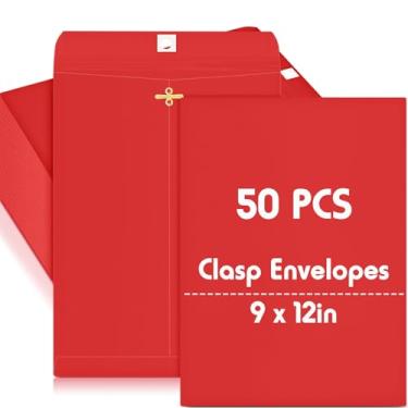 Imagem de Geyee 50 envelopes com fecho de 23,5 x 30,5 cm tamanho carta envelopes com fecho de fecho para arquivamento, armazenamento de documentos, escritório, casa, negócios, escola (vermelho)