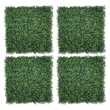 Imagem de KiBcsLic 4 painéis de parede de grama artificial, fundo de parede de grama, 20" x 20", decoração de aniversário, cerca decorativa, tela de