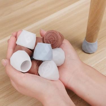 Imagem de 8 peças de protetores de perna de cadeira de silicone universais capas de perna móveis mesa antiderrapante redução de ruído piso tampa de proteção doméstica (branco)