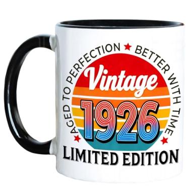 Imagem de AliCarr Presentes de aniversário de 100 anos para homens e mulheres, caneca de café vintage 1926 325 g, presentes de 100 anos para mãe, pai, esposa, marido, irmã, amigos, tia, pais, papai, avó, idosos