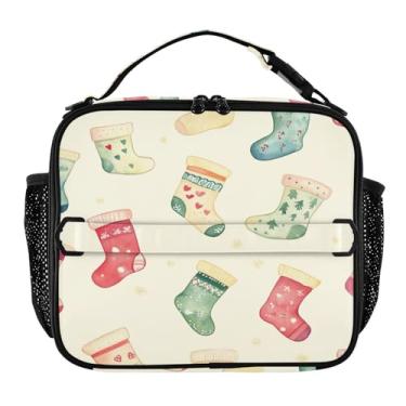 Imagem de Blueangle Lancheira de meias de Natal para homens, mulheres e adultos, lancheira pequena para trabalho de escritório, piquenique - bolsa térmica portátil reutilizável (473)
