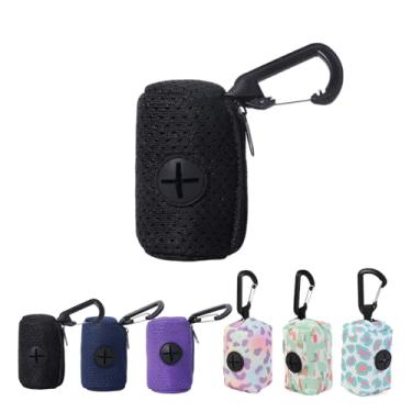 Imagem de Suporte para saco de cocô de cachorro com mosquetão grande abertura para fácil acesso, adequado para coleira retrátil Várias cores disponíveis