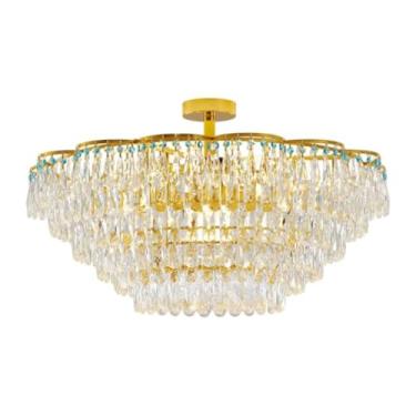 Imagem de Lustre moderno italiano de cristal de luxo - Pendente ideal para sala de estar, restaurante de villa sofisticada e quarto | Zhongshan Lighting (80cm)