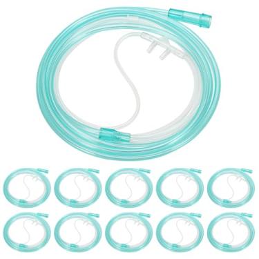 Imagem de Cânula nasal de oxigênio macio de 2,8 m para adultos, pacote com 10 tubos nasais para oxigênio, cânula nasal resistente a torções, tubo de oxigênio