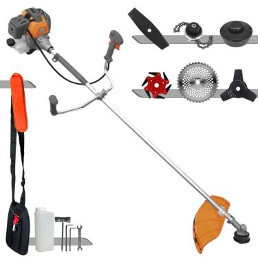 Imagem de Roçadeira Profissional Completa Tekna RL520-P À Gasolina 2T 52cc 2HP de Potência Alta Rotação Com Carretel de Nylon + Kit 5 Lâminas de Cortes