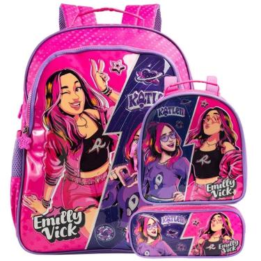 Imagem de Kit Escolar Emilly Vick Xeryus 3 em 1: Mochila de Costas + Lancheira Térmica + Estojo Oficial