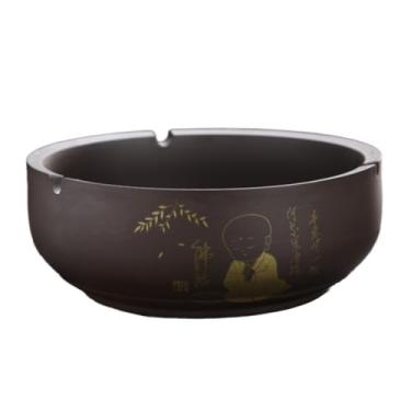 Imagem de Cinzeiro Cinzeiro pequeno de barro roxo estilo retrô em cerâmica, ideal para sala estar ou escritório, com compartimento para cartão