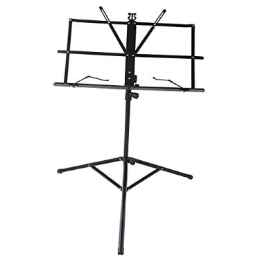 Imagem de LiebeWH Suporte de Música de Metal Leve, Dobrável e de Ajuste Fácil de Altura Suporte de tripé de ângulo de Altura Ajustável Com Grande Espaço para Partituras Musicais e Livros, Firme (Preto)