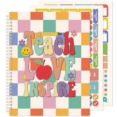 Imagem de Agenda de professores – Agenda de professores sem data, 21,6 cm x 28 cm, livro de plano de aula com adesivos, agenda de aulas, calendário semanal, ótimo para escola