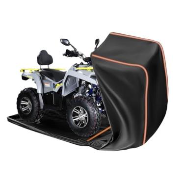 Imagem de FJWDSC Capas de quadriciclo totalmente fechadas à prova d'água ao ar livre capa de 4 rodas resistente todas as estações à prova de clima com tiras refletoras para quadriciclos de comprimento de até