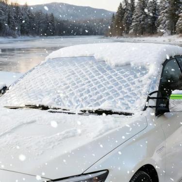 Imagem de NECGNIQ Capa de pára-brisa de carro, capas de para-brisas de inverno, capa protetora de para-brisa ultra grossa resistente, gelo gelo sol UV poeira resistente à água, para a maioria dos carros Sedan