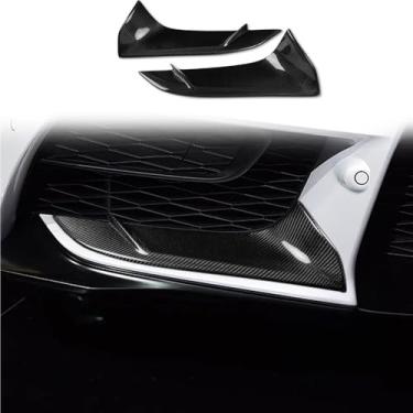 Imagem de Conjunto de 2 peças de acabamento em fibra de carbono real para a grade do para-choque dianteiro e faróis de neblina, compatível com Toyota GR Supra A90 A91, modelos 2020-2024(Black)
