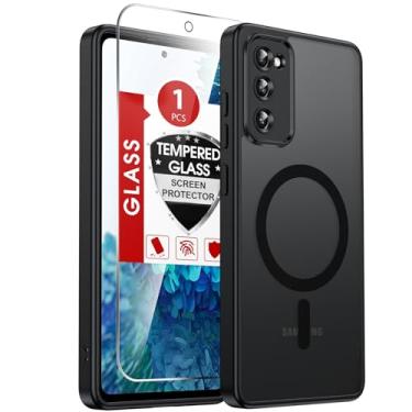Imagem de LeYi Capa para Galaxy S20-FE: Capa compatível com Samsung S20 FE [Mag-Safe Fit] com protetor de tela, película fosca translúcida de toque suave e proteção de nível militar Funda para S20FE, preta