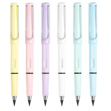 Imagem de Lápis Infinito Metalizado com Borracha, Kit com 6 Cores, Durabilidade de 100 Lápis Comuns, Design Moderno Caneta Apagador Apontador