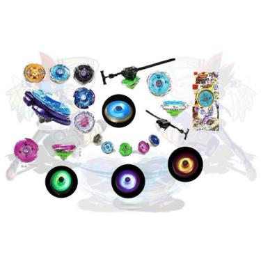 Imagem de Kit 8 Beyblade LED Light Metal Luz Som + 8 Lançador Beyblade Barato - 