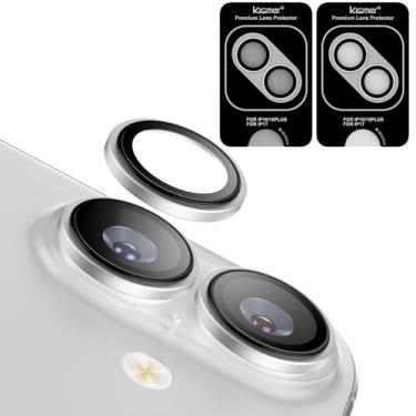 Imagem de KISMER Protetor de lente de câmera para iPhone 17, à prova de estilhaçamento de grau militar, liga de alumínio metálico, proteção de tela de vidro temperado, pacote com 2, prata