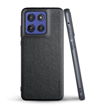 Imagem de AIORIA Capa para celular Motorola Moto G Play 2026, capa de couro PU premium design retrô de negócios capa protetora completa para smartphone Motorola Moto G 2026 (preto)