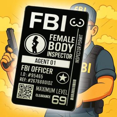 Imagem de Funny FBI Metal Wallet Card Female Body Inspector Novelty Gag Gift Badge, Prank Joke Present for Men, Adult Humor Stocking Stuffer, Fake ID Accessory for Birthday Party Exchange