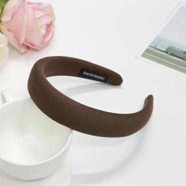 Imagem de 1 faixa de cabeça acolchoada para mulheres, faixa de cabeça de esponja vintage e inchada, acessórios de cabelo para meninas