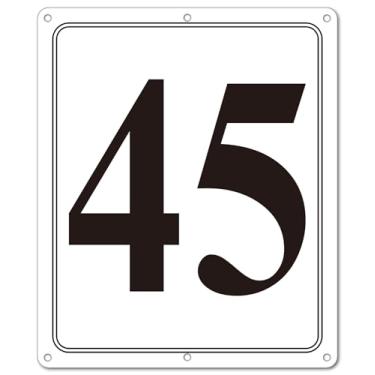 Imagem de i-CowFun Placa numerada de metal premium externa, refletiva de 30,5 x 25,4 cm, placas numeradas de alumínio grandes 45 para estacionamento, quadra de tênis, campo, armazém, corredor, edifício, doca