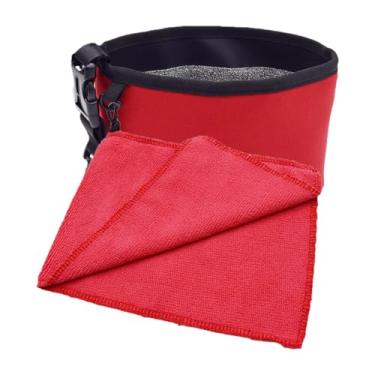 Imagem de RNXRZANK Bolsa para Limpeza de Tacos de Golfe, Bolsa para Limpeza de Bolas de Golfe com Forro Impermeável, Acessórios Portáteis E Toalha de Limpeza. Ideal para, Vermelho