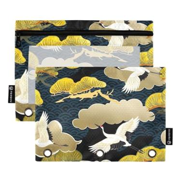 Imagem de Bolsa de lápis preta tradicional dourada branca para fichário de 3 anéis, fichário com zíper, bolsas para trabalho, escola, fichários transparentes, bolsos, caneta, 25 x 18 cm, 2 pacotes