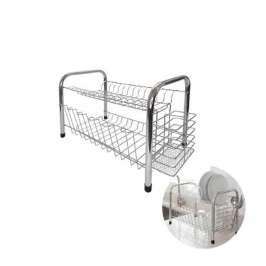 Imagem de Escorredor de Louças Duplo Bredal Cromado Porta Talher Copo, BR0009-CR