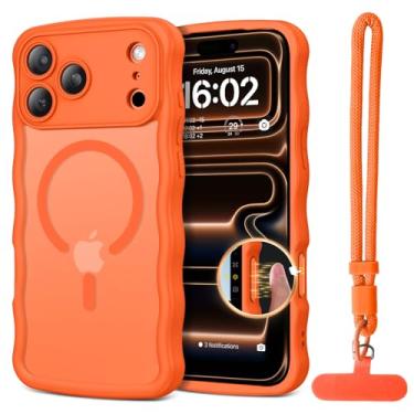 Imagem de BENTOBEN Capa magnética para iPhone 17 Pro Max, linda moldura ondulada encaracolada [compatível com Magsafe] [proteção total da câmera] Capa protetora fina fosca à prova de choque para telefone