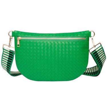 Imagem de Bolsas transversais de tecido para mulheres, cinto de couro, pochete de cintura, bolsa de ombro para mulheres, Verde