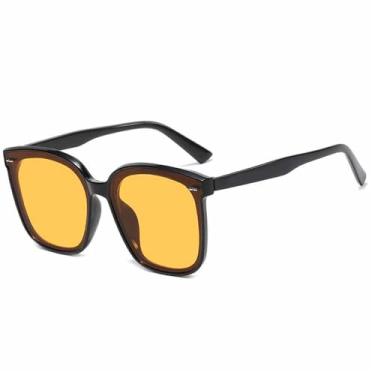 Imagem de Óculos de Sol com Armação Grande e Rebites, Proteção UV400, para Esportes ao Ar Livre, Corrida e Ciclismo, Preto e Amarelo, Unissex.